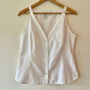 MaxMara Design For Easy Living White Button Down Tank Top Blouse size 12